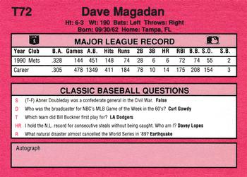 1991 Classic II #T72 Dave Magadan Back