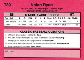 1991 Classic II #T80 Nolan Ryan Back