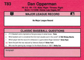 1991 Classic II #T83 Dan Opperman Back