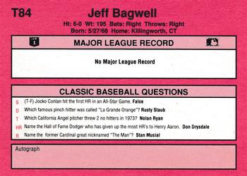 1991 Classic II #T84 Jeff Bagwell Back
