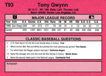 1991 Classic II #T93 Tony Gwynn Back