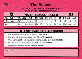 1991 Classic II #T9 Tim Raines Back