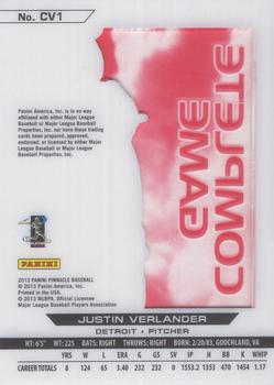 2013 Pinnacle - Clear Vision Pitching Complete Game #CV1 Justin Verlander Back