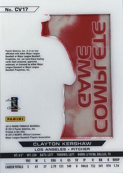 2013 Pinnacle - Clear Vision Pitching Complete Game #CV17 Clayton Kershaw Back