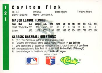 1991 Classic III #T21 Carlton Fisk Back