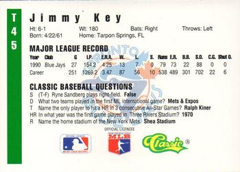 1991 Classic III #T45 Jimmy Key Back