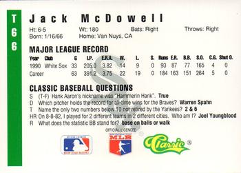 1991 Classic III #T66 Jack McDowell Back
