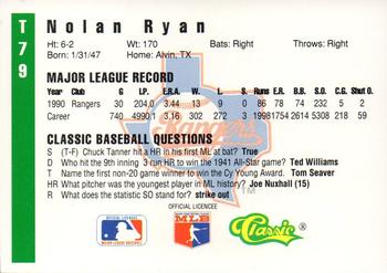 1991 Classic III #T79 Nolan Ryan Back