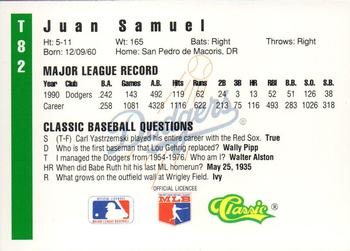 1991 Classic III #T82 Juan Samuel Back