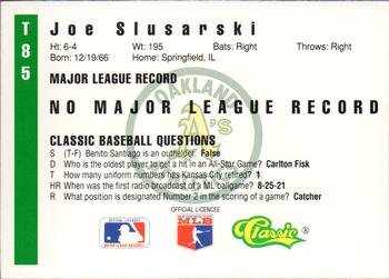 1991 Classic III #T85 Joe Slusarski Back