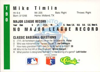 1991 Classic III #T90 Mike Timlin Back