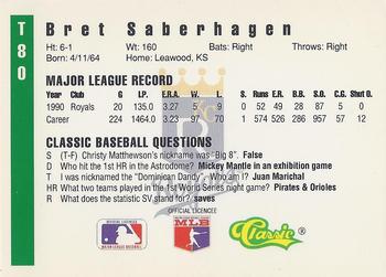 1991 Classic III #T80 Bret Saberhagen Back