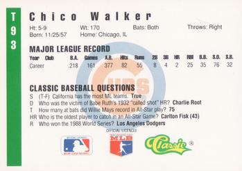 1991 Classic III #T93 Chico Walker Back