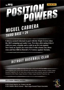 2013 Pinnacle - Position Powers #PP15 Miguel Cabrera Back