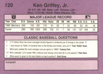 1991 Classic #120 Ken Griffey, Jr. Back