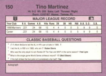 1991 Classic #150 Tino Martinez Back