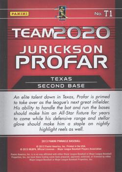 2013 Pinnacle - Team 2020 Artist Proof #T1 Jurickson Profar Back