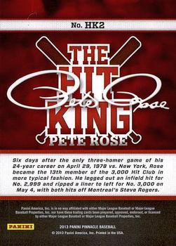 2013 Pinnacle - The Hit King #HK2 Pete Rose Back