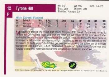 1991 Classic Draft Picks #12 Tyrone Hill Back