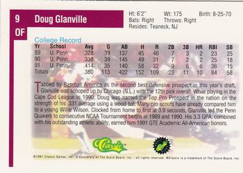 1991 Classic Draft Picks #9 Doug Glanville Back