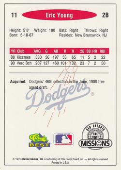1991 Classic Best #11 Eric Young Back