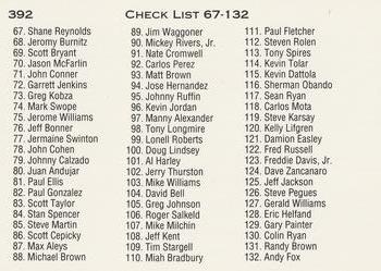 1991 Classic Best #392 Checklist: 67-132 Back