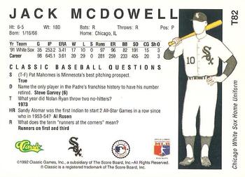 1992 Classic II #T82 Jack McDowell Back