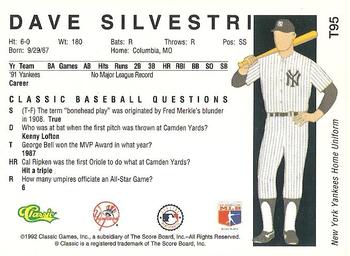 1992 Classic II #T95 Dave Silvestri Back