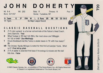 1992 Classic II #T99 John Doherty Back