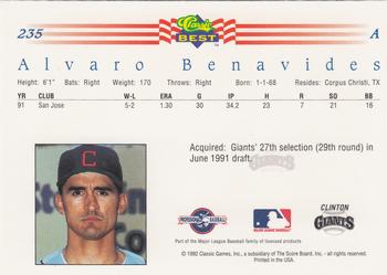 1992 Classic Best #235 Alvaro Benavides Back