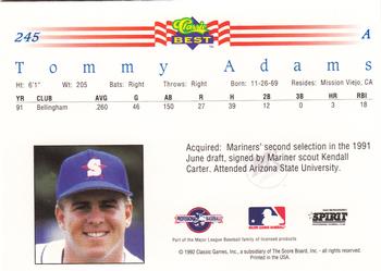 1992 Classic Best #245 Tommy Adams Back