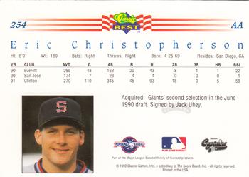 1992 Classic Best #254 Eric Christopherson Back