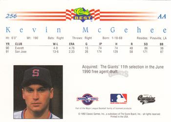 1992 Classic Best #256 Kevin McGehee Back