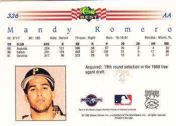 1992 Classic Best #326 Mandy Romero Back