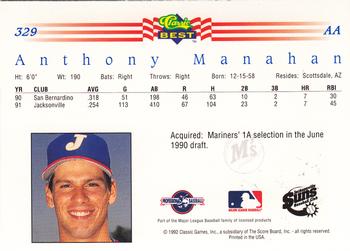 1992 Classic Best #329 Anthony Manahan Back