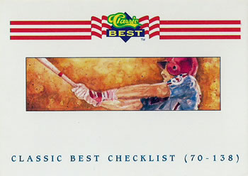1992 Classic Best #396 Checklist: 70-138 Front
