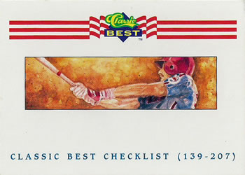1992 Classic Best #397 Checklist: 139-207 Front