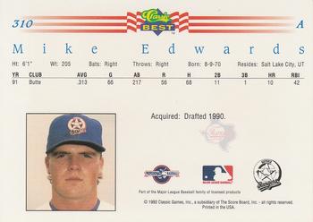 1992 Classic Best #310 Mike Edwards Back