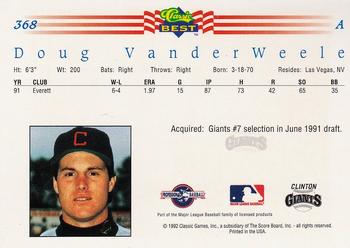 1992 Classic Best #368 Doug VanderWeele Back