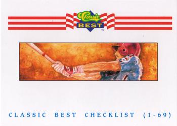 1992 Classic Best #395 Checklist: 1-69 Front
