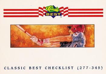 1992 Classic Best #399 Checklist: 277-345 Front