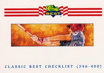 1992 Classic Best #400 Checklist: 346-400 Front