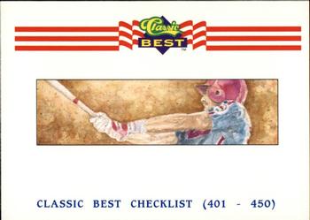 1992 Classic Best #450 Checklist: 401-450 Front