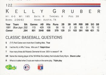1992 Classic #122 Kelly Gruber Back