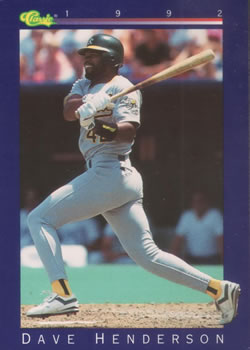 1992 Classic #9 Dave Henderson Front