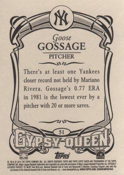 2014 Topps Gypsy Queen #51 Goose Gossage Back