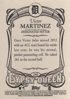 2014 Topps Gypsy Queen #240 Victor Martinez Back