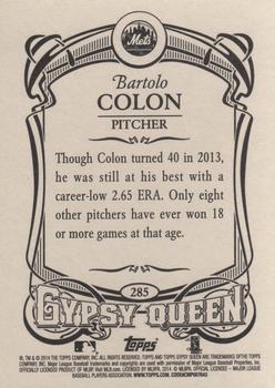 2014 Topps Gypsy Queen #285 Bartolo Colon Back