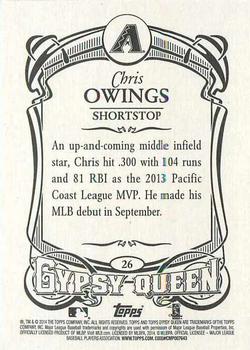 2014 Topps Gypsy Queen #26 Chris Owings Back