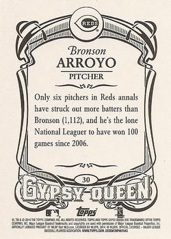 2014 Topps Gypsy Queen #30 Bronson Arroyo Back